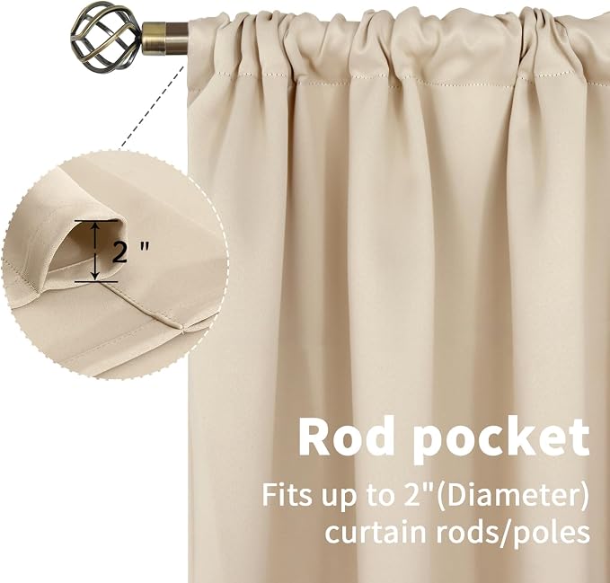BGment Champagne Blackout Curtains 45 Inches Long - Image 4