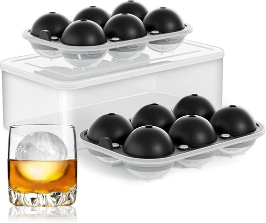 Large Ice Cube Tray for Whiskey: 2.5 Inch Silicone Ice Ball Maker by TINANA