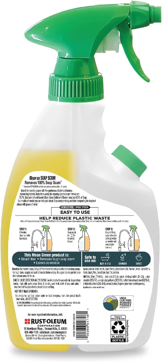 Mean Green Refillable Ultra Powered CONCENTRATE Bathroom Cleaner, Tropical - Image 2