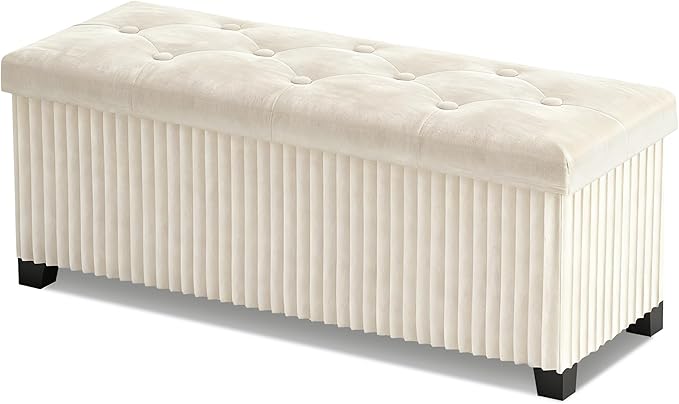 Storage Ottoman Bench, 43 Inch Foldable Ottoman by LITZFUR