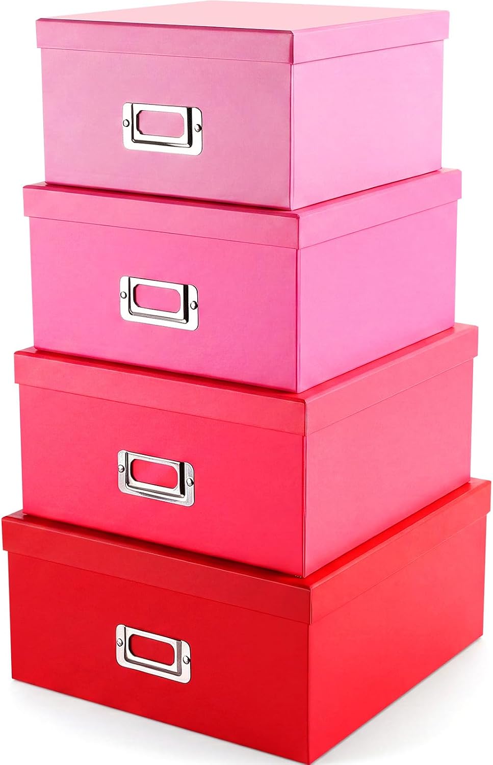 4 Pcs Decorative Storage Boxes with Lids, Pink Gradient
