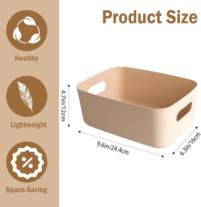COVRA 2-Pack Plastic Storage Bins, Small Storage Baskets, Organizers - Image 2