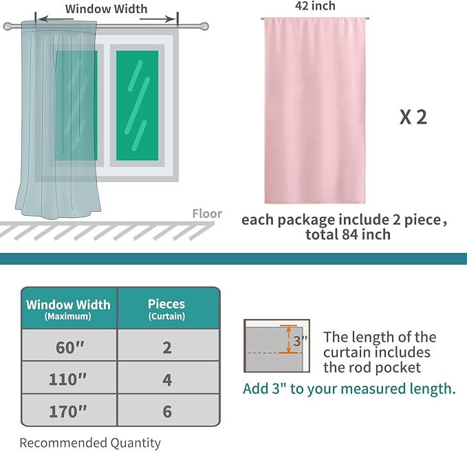 BGment Baby Pink Room Darkening Curtains - Image 4