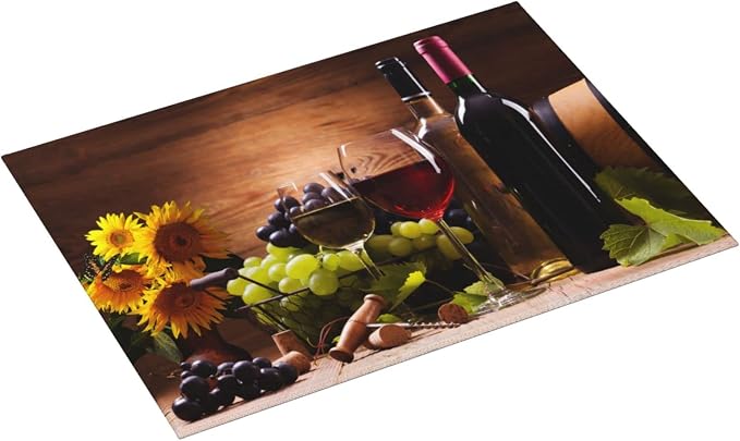 Red Wine Grape Vintage Wooden sunflower Microfiber Absorbent Reversible Dish - Image 2