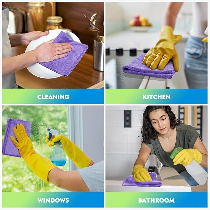 HOMEXCEL Microfiber Cleaning Cloth 12 Pack 12.5 x 12.5 Inch Microfiber Towels - Image 6