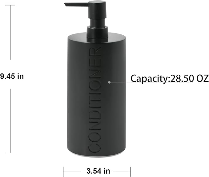 Matte Black Conditioner Dispenser Luxurious Refillable Pump Bottle - Image 4