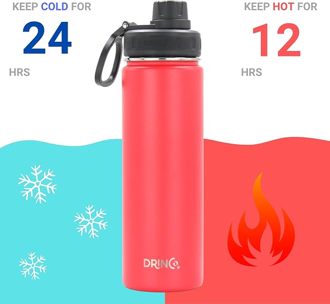 DRINCO Stainless Steel Water Bottle Spout Lid Vacuum Insulated Double Wall - Image 3