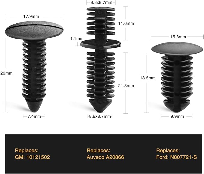 GOOACC 146PCS Nylon Bumper Shield Retainer & Double End Xmas Tree Retainers - Image 4