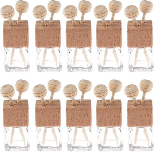 10 Pack, 8ml Clear Glass Car Air Freshener Perfume Clip Diffuser, Empty by Furnido