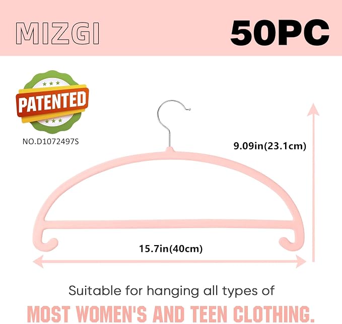 MIZGI 50 Pack Blush Pink Velvet Hangers - Image 6
