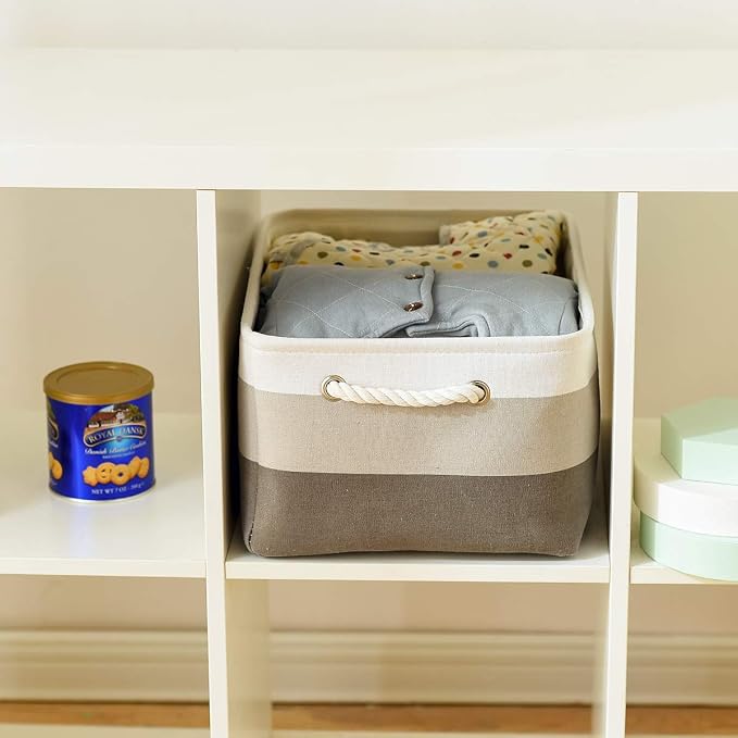 Storage Basket Fabric Sturdy Canvas Storage Bins Organizer - Image 3