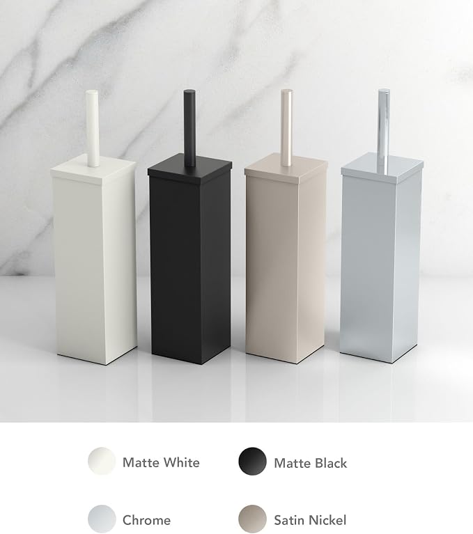 Gatco 1488W Elegant Square Toilet Brush Holder, Matte White - Image 3