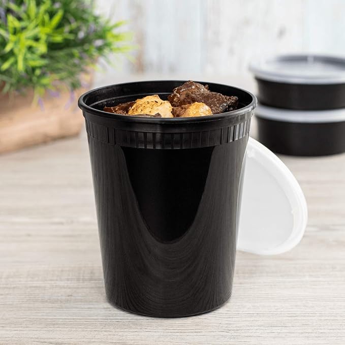 Karat [32oz - 240 ct Black PP Injection Molded Round Deli Containers - Image 2