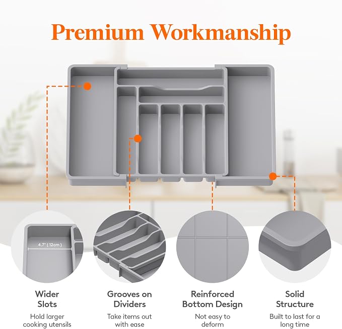 Lifewit Silverware Drawer Organizer, Expandable Utensil Organizer - Image 5
