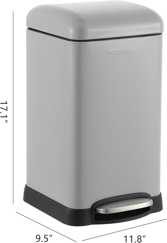 happimess HPM1012E Betty Retro Mini 3.2-Gallon Step-Open Trash Can, Fingerprint - Image 5