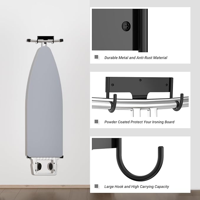 ORLESS Ironing Board Holder Wall Mount, Ironing Board Hanger, Iron Board Holder - Image 6