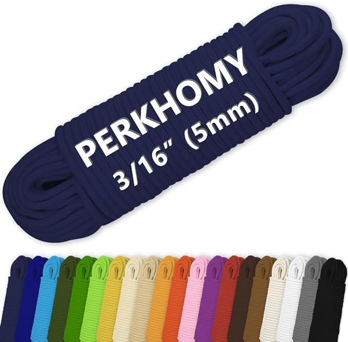 PerkHomy Cotton Rope 3/16" 100 ft Multi Purpose Utility Diamond Braided Cord by PerkHomy