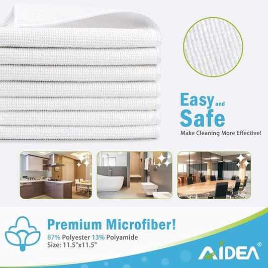 AIDEA White Microfiber Cleaning Cloth 24PK, Absorbent Cleaning Rags - Image 2