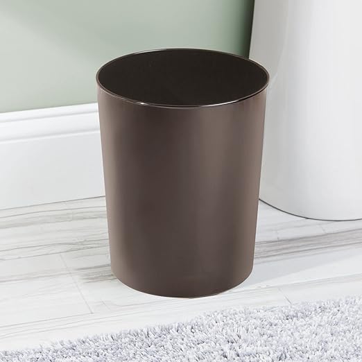 mDesign Round Metal Small 1.7 Gallon Recycle Trash Can Wastebasket, Garbage - Image 3