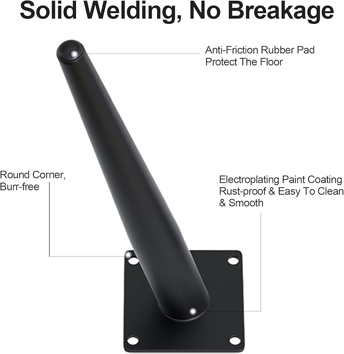 4PCS 7 Inch Matte Black Tapered Angled Legs - Image 4