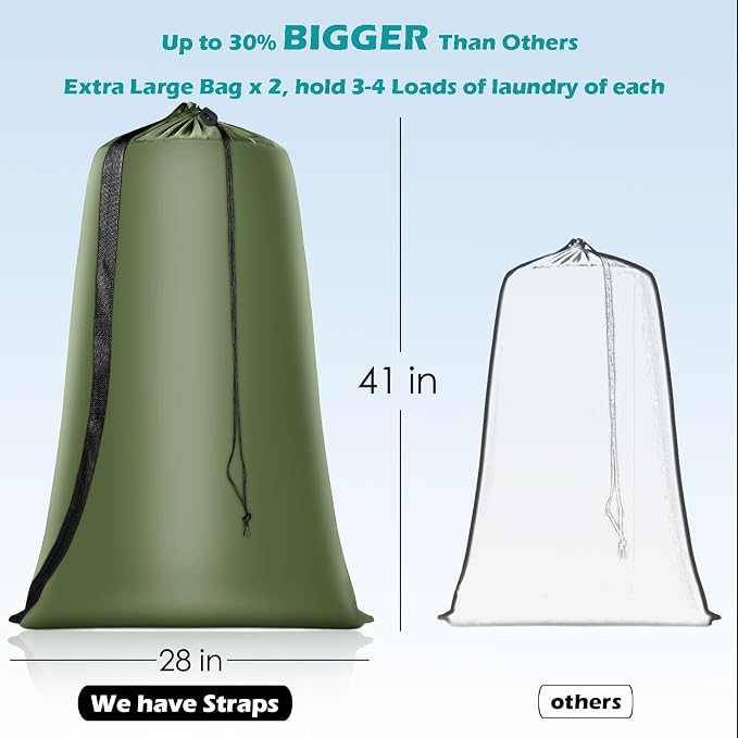 Heavy Duty Laundry Bag 2 Pack XL Nylon Laundry Bags - Image 2