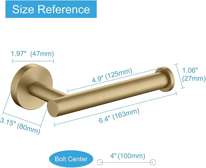 TASTOS Toilet Paper Holder SUS304 Stainless Steel Round Size Brushed Gold 2 Pack - Image 3