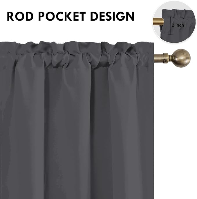 DWCN Blackout Curtains for Bedroom 63 Inch Length 2 Panels Set, Solid Thermal - Image 4