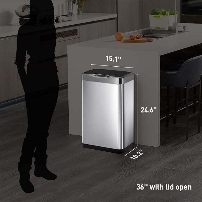 EKO Mirage-T 50 Liter / 13.2 Gallon Touchless Rectangular Motion Sensor Trash - Image 6