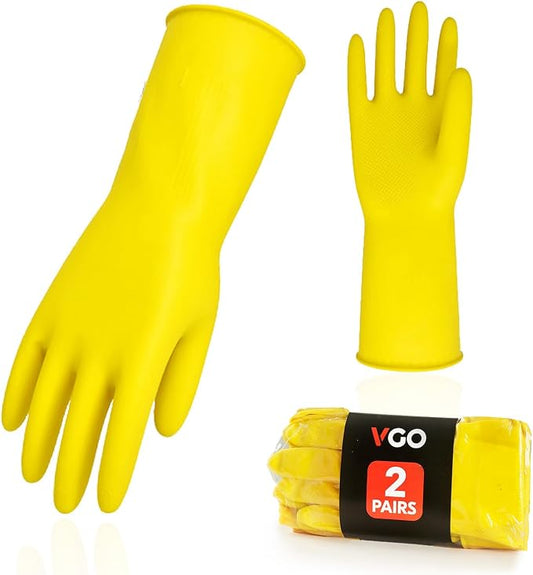 Vgo... 2-Pairs Reusable Household Gloves, Rubber Dishwashing gloves, Extra by Vgo