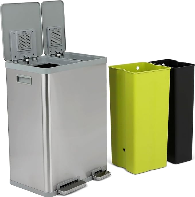 Simpli-Magic 60 Liter / 16 Gallon Rectangular Hands-Free Dual Compartment - Image 3