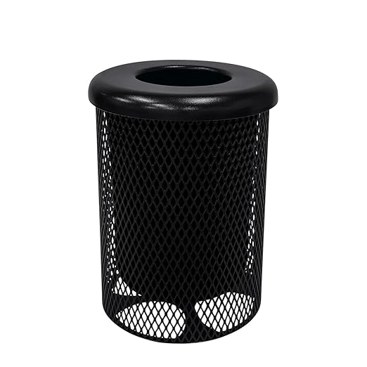 COATEDOUTDOORFURNITURE RFT-BLK Heavy Duty 32 Gallon Round Trash Receptacle by CoatedOutdoorFurniture