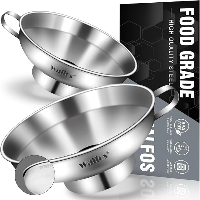Walfos 2 Pack Stainless Steel Wide-Mouth Funnel by Walfos