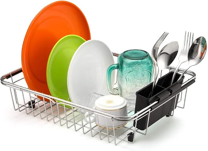 SANNO Expandable Dish Drying Rack Over The Sink Dish Drainer Dish Rack in Sink - Image 6