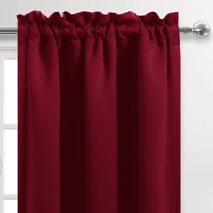 DWCN Burgundy Room Darkening Blackout Curtains - Image 4