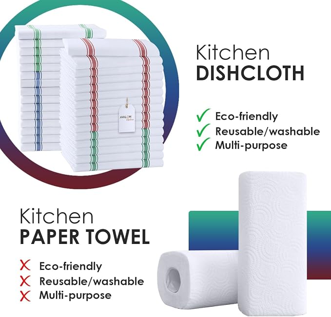 Dish Towels Set Size 15x25 Inch, 100% Cotton Soft & Absorbent Linen Kitchen - Image 2