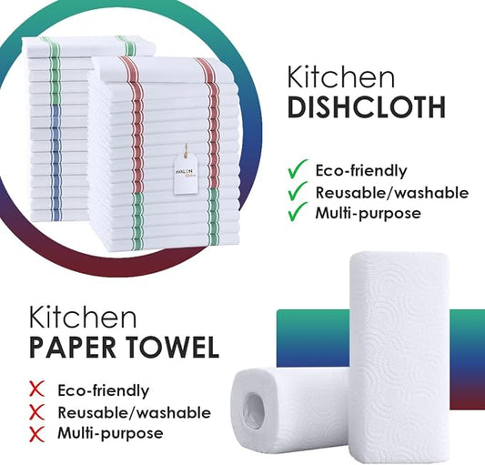 Dish Towels Set Size 15x25 Inch, 100% Cotton Soft & Absorbent Linen Kitchen - Image 2
