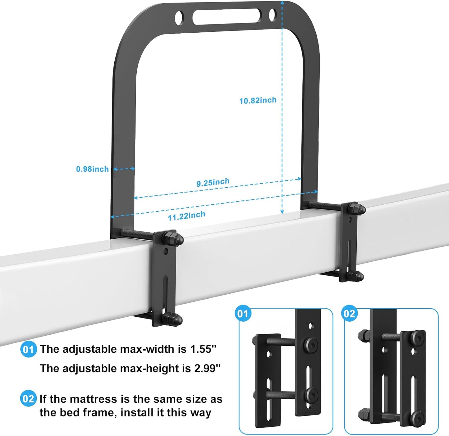 YUOROS Extra Tall Mattress Slide Stopper Holder Gripper Retainer Bar for Metal to Keep Mattress from Sliding