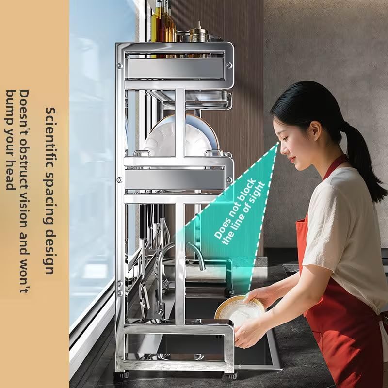ANUMITRA Over Sink Dish Drying Rack – Stainless Steel 3-Tier 37.5 in Dish Dra...