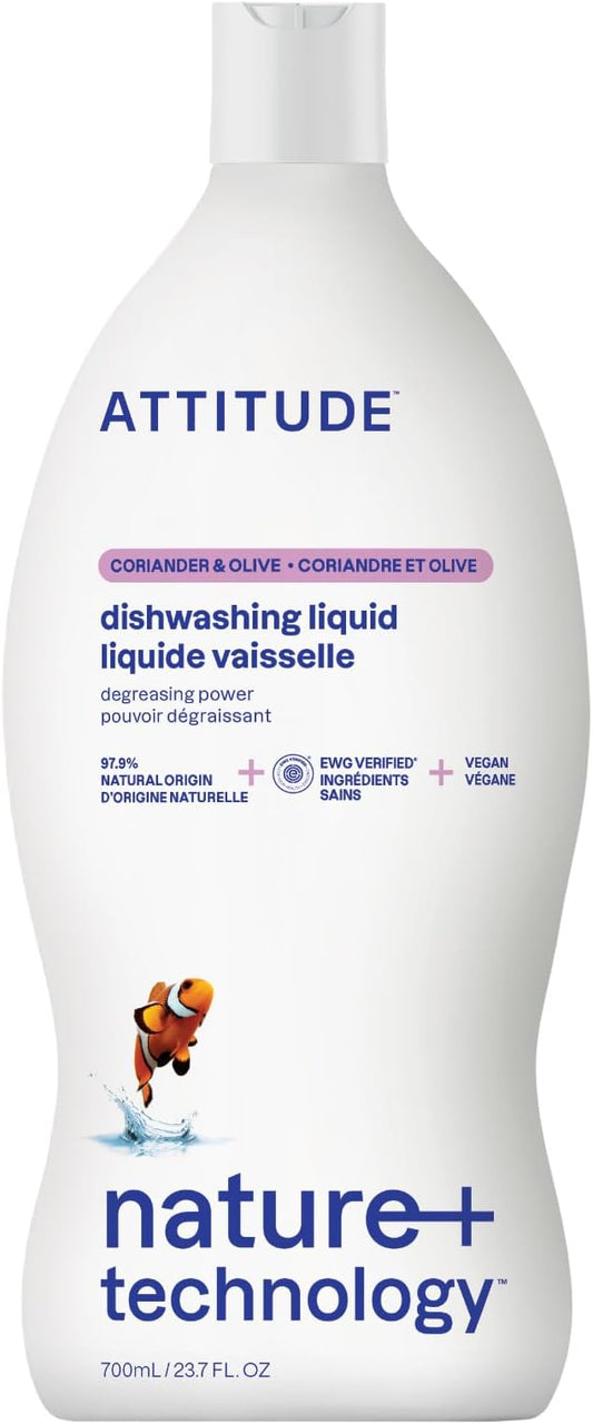 ATTITUDE Dish Soap, EWG Verified, Plant-Based & Vegan Dishwashing Liquid by ATTITUDE