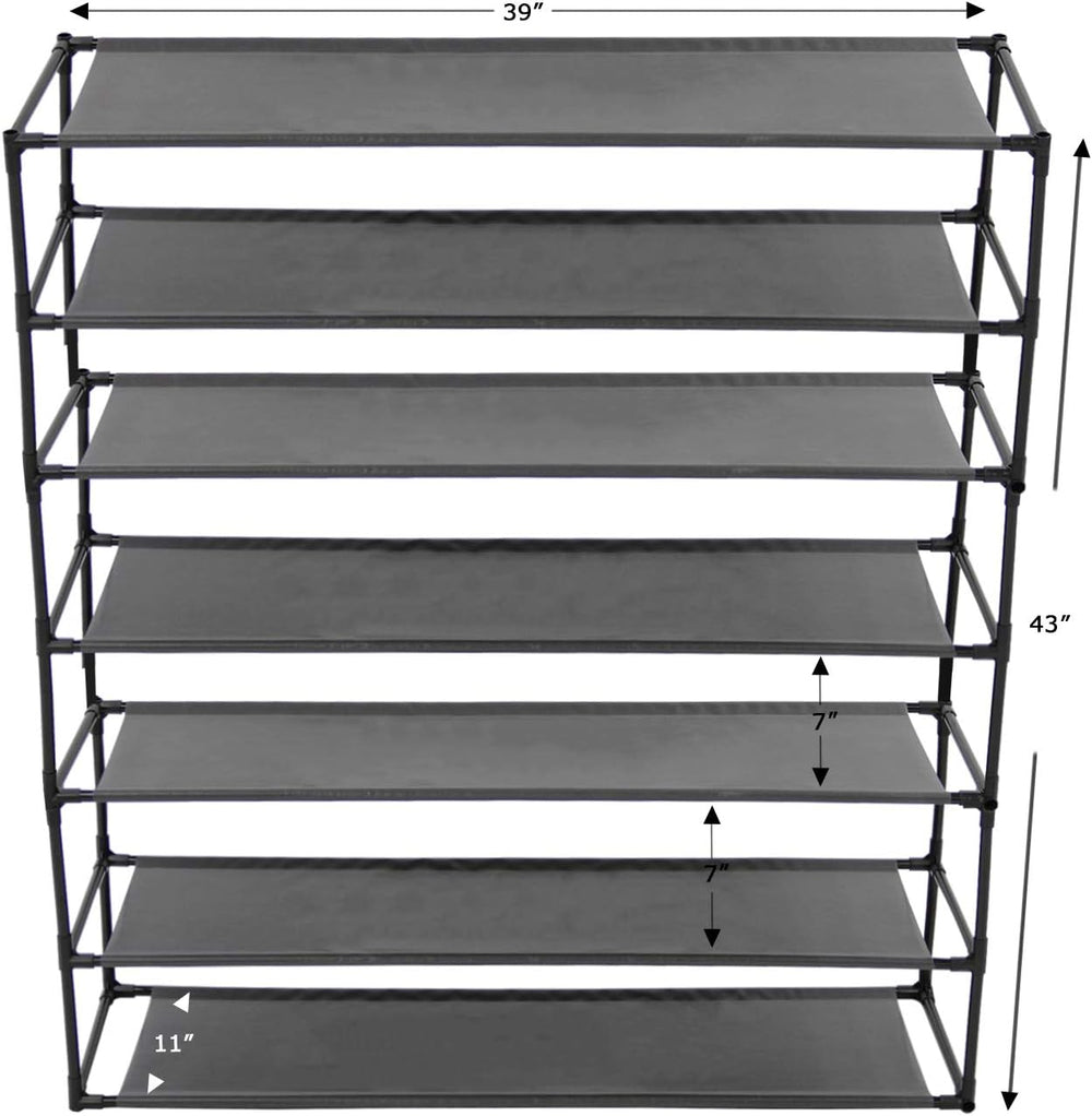 Jerry & Maggie 7 Tier Fabric Shoe Rack, 39 in W x 11 in D x 43 in H, Can ...