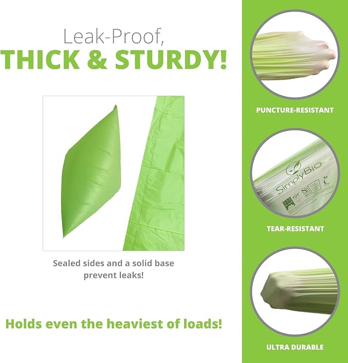 3 Gallon Compostable Trash Bags Drawstring, Heavy Duty Extra Thick 1 Mil - Image 4