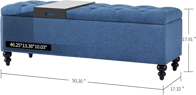 Storage Ottoman 50.2 Inches Upholstered Fabric Storage Ottoman Bench，Button - Image 2
