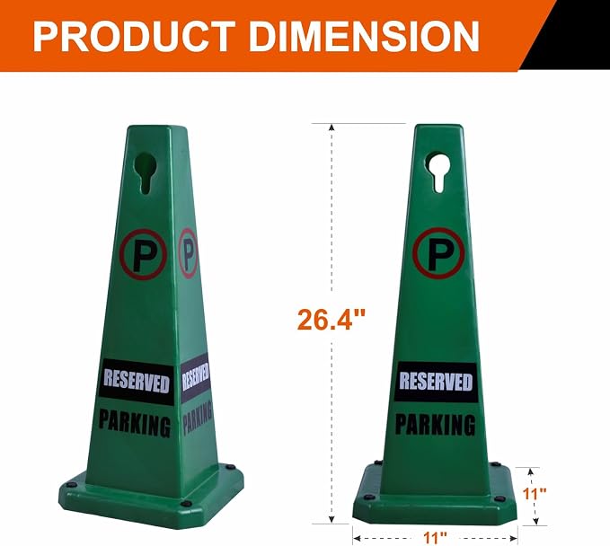 8-Pack 26.5" Caution Cones, 4-Sided Visible Safety Signs - Image 2
