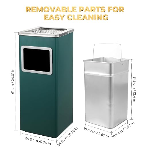 Trash Can Outdoor Waste Container Square Stainless Steel Trash Can - Image 2