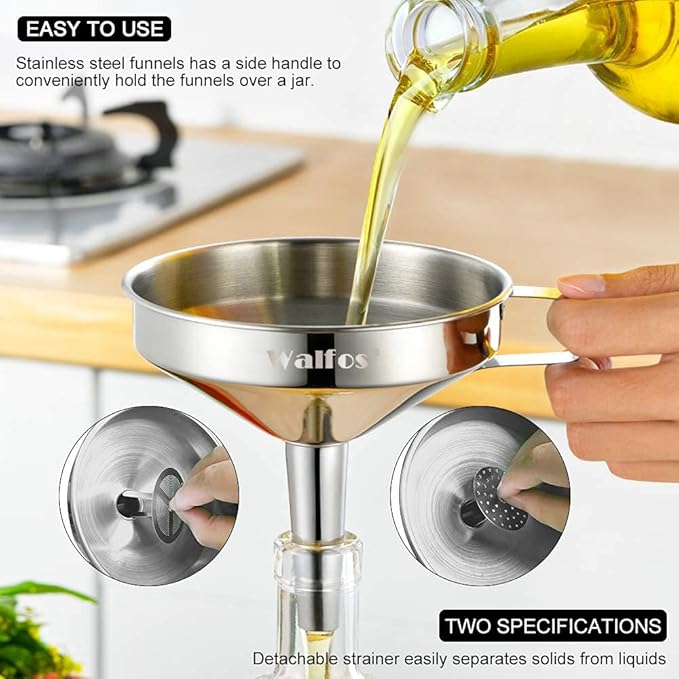 Large Stainless Steel Funnel, Walfos Kitchen Funnel - Image 2