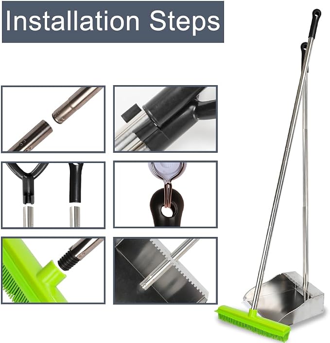 Rubber Broom and Dustpan Set, Pet Hair Removal Rubber Broom - Image 7