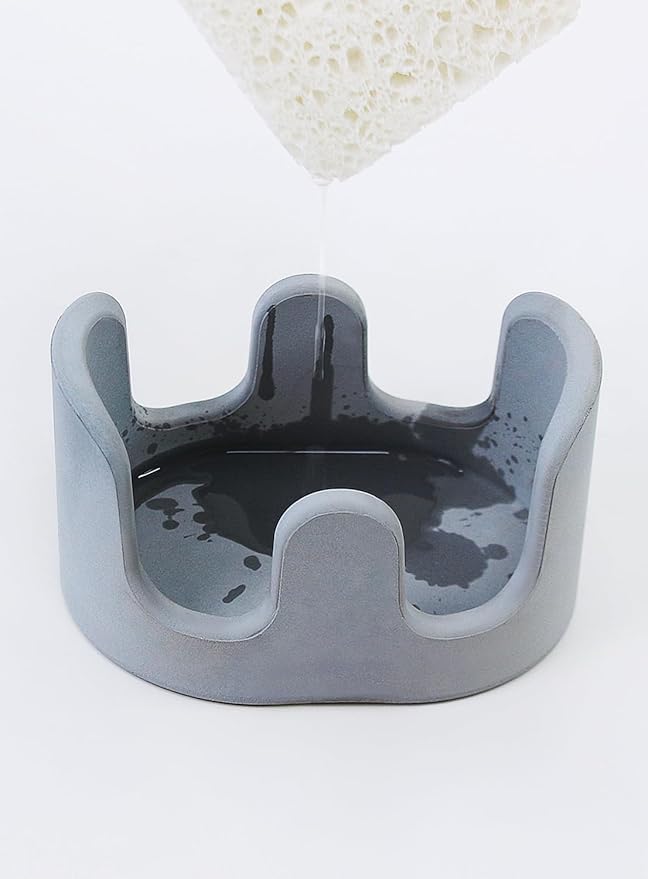 Double Sponge Holder, 2 Slots Diatomite Stone Sponge Holder, Absorbent Sponge - Image 8