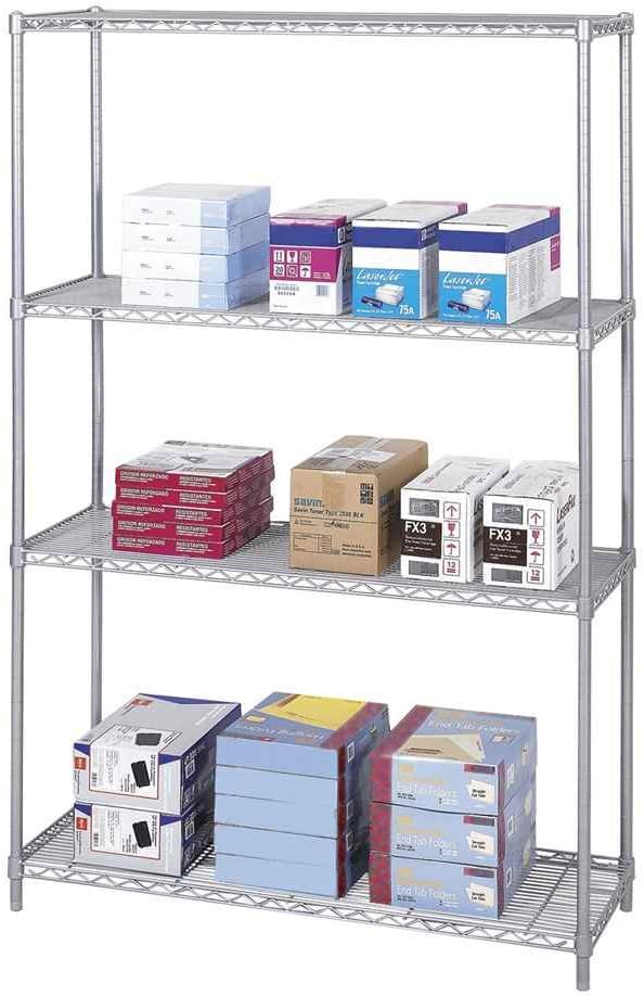 Safco Products Industrial Wire Shelving Starter Unit 48" W x 18" D ...