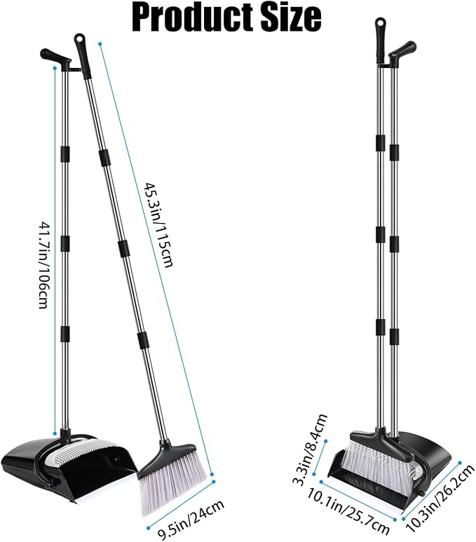 Broom and Dustpan Set with Long Handle and 6 Bonus Cleaning Tools, Upright - Image 2