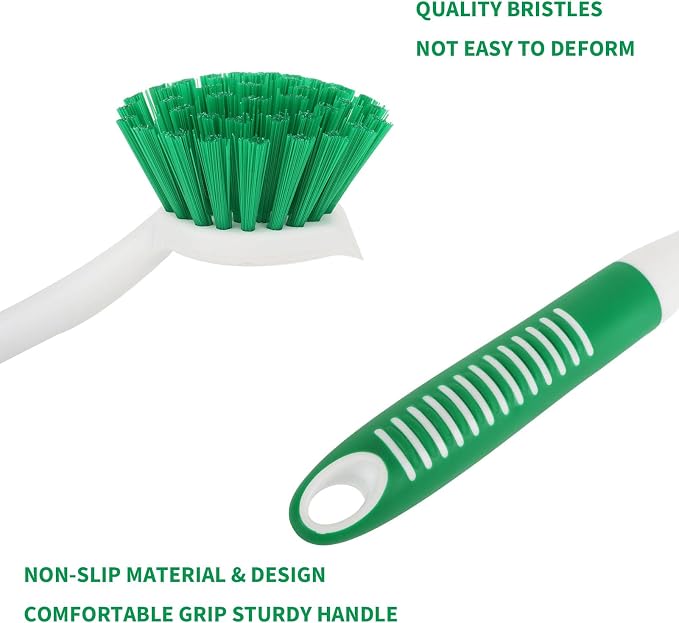 Dish Brush with Handle, 2 Pack Scrub Brushes with Built-in Scraper - Image 4